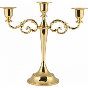Bougeoir Chandelier 3 Branches en M&eacute;tal Style Europ&eacute;en Cand&eacute;labre Bougeoir pour Table &agrave; Manger Dner Aux Chandelles D&eacute;cor &agrave; la Mai