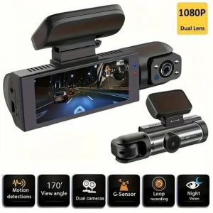 Cam&eacute;ra embarqu&eacute;e pour Voiture Dashcam De Voiture avec Vision Nocturne Haute D&eacute;finition R&eacute;solution 1080P Double Miroirs Avant