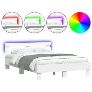 （SOLDES SEPT)Cadre de lit Contemporain dormir - Structure de lit 2 PLACES - avec LED sans matelas - blanc 120x190 cm @BED54740