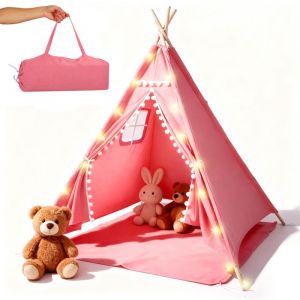 Tipi pour Enfants avec guirlandes Lumineuses Tente de Jeu en Coton Naturel pour - Tente pour Chambre denfant tentes Indiennes