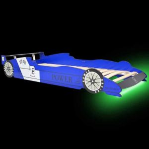Bleu 90 x 200 cm - Lit Bois - stables et durable - Lit voiture de course pour enfants - avec LED 90 x 200 cm Bleu 001_277410