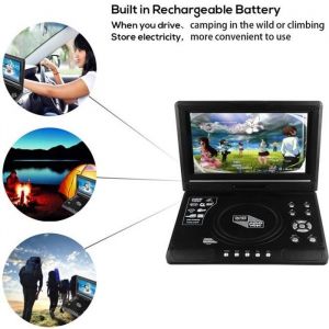 98 pouces Portable Lecteur CD/DVD écran LCD à écran plat de 270 degrés Lecteur de télévision Batterie rechargeable intégrée