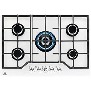 Plaque de cuisson à gaz 5 brûleurs 75 cm blanche - ELECTROLUX - KGG75362W - Avant - Gaz - Blanc
