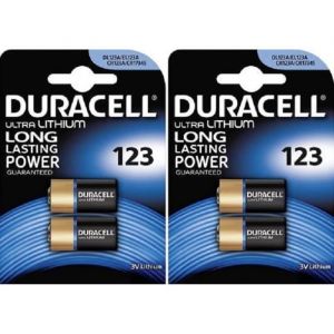 4x Batterie 123 Duracell 3V Ultra Lithium - DL123A/EL123A/CR123A/CR17345 Blister