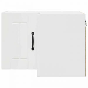 Moderne Placard/Armoire de cuisine SWEETY Meuble bas de rangement avec &eacute;tag&egrave;re Blanc brillant 57x57x40 cm BB2453