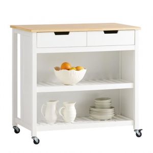 SoBuy® FKW74-WN Meuble de Cuisine Desserte de Cuisine à Roulettes Table Roulante Meuble de Rangement pour Cuisine et Salon