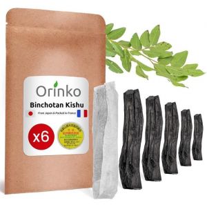orinko Binchotan Japonais de Kishu Bio 6X (150G 25G x 6)  Chêne Ubame de Wakayama - Authentique Charbon du Japon
