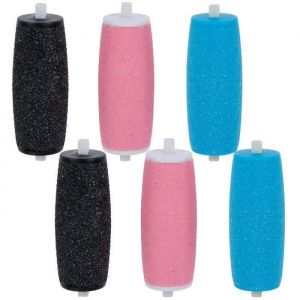 Ensemble de 6pcs Recharge Scholl Rouleaux de Remplacement pour Scholl Velvet Smooth Express Pedi Râpe Electrique Rose Bleu Noir