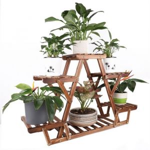 Étagère Fleurs en Bois Porte Plantes Echelle Plantes pour Maison Jardin Terrasse 92 x 58 x 25.4cm