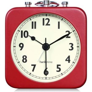 Reveil Analogique Rouge Carr&eacute; Silencieux Petit R&eacute;veils de Voyage M&eacute;tal pour Enfant Chambre Chevet Salon Bureau Rouge