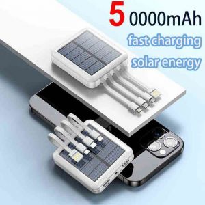 Batterie Externe Solaire de Capacité 50000mAh Port de Touriste Charge Super Rapide Livrée avec Quatre Fils Adaptée pour Sa[B62]