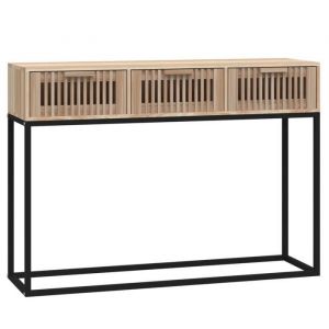 Table console - DEC031501 - Design scandinave - Bois dingénierie - 3 tiroirs - Marron