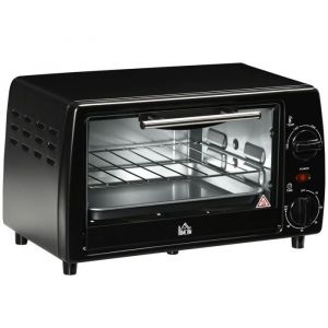 Mini Four 10L 750W 230&deg;C - Minuterie 60min Plaque Et Grille Incluses - Compact 36.5x26x22cm - Noir Pratique