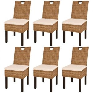 vidaXL Chaises de salle &agrave; manger 6 pcs Rotin Kubu Bois de manguier