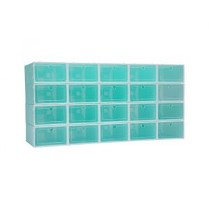Lot de 20 boîtes à Chaussures (Vert) indépendante - Empilable - Boîte de rangement en Plastique 33 x 23 x 14cm MEUBLE A CHAUSSURES