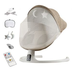Balancelle B&eacute;b&eacute; &Eacute;lectrique-5 vitesses- Chaise &agrave; bascule &eacute;lectrique pour b&eacute;b&eacute; avec t&eacute;l&eacute;commande et moustiquaire
