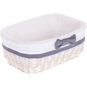 Corbeille en osier blancpanier en osierCorbeille de rangementhousse amovible lavable doublure coton motif blanc et gris