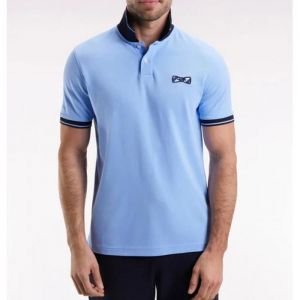 EDEN PARK - Polo &agrave; manches courtes en coton ciel broderie cercl&eacute;e - BLM12 - XL