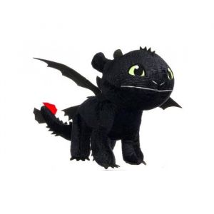 Peluche Dragons : Dragon Noir Krokmou 39 Cm - Peluche Licence Dragons - Doudou Enfant