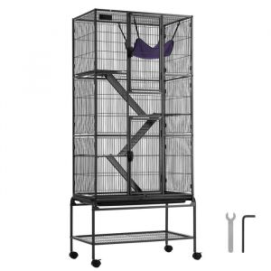 Cage &agrave; Furet en M&eacute;tal &agrave; Roulettes-Duoku-175 cm-Grande Cage Critter Nation &agrave; 4 Niveaux-Id&eacute;ale pour les Petits Animaux Comme les Rats