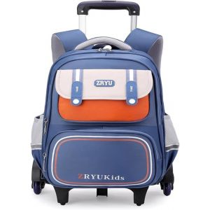 Cartable a Roulette Garcon Primaire 28 Litres Sac à Dos pour Enfant avec Chariot Sac Décole Trolley pour Garçon Fille 6 à 10 ans