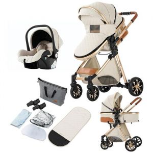 Magic ZC Poussette 3 en 1 combinées Poussette de luxe cosy voyage Poussette pliage automatique Système de voyage léger Sac à maman