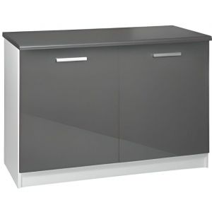 Meuble cuisine bas 120 cm 2 portes TARA gris
