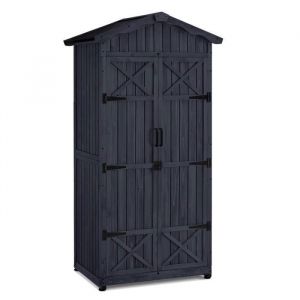 M MCombo Armoire de jardin Abri de jardin en bois résistant aux intempéries 1165 Outdoor Armoire avec 2 étagères(Gris anthracite)