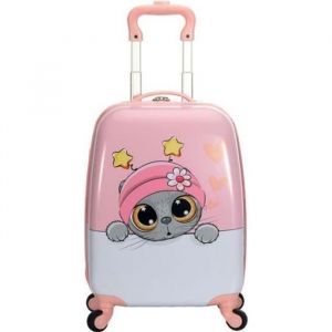 Valise enfant - SNOWBALL - Chaton - Rose - Rigide - Polycarbonate