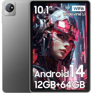 Blackview Tab 70 WiFi Tablette Tactile 10.1 pouces HD+ IPS Android 14 2.4G+5G WiFi 6 RAM 12 Go ROM 64 Go-SD 1 To 6580mAh - Gris