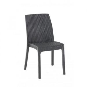Chaise en imitation rotin - VIRGINIA - 2 pièces - Gris - Résistante aux UV - Design moderne