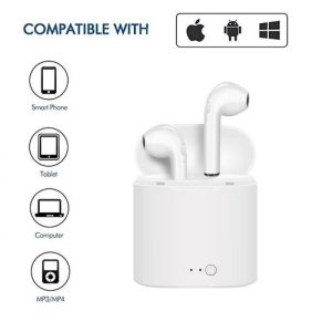 YUD I7S tws Casque Bluetooth V4.2 Sans Fil Oreillette Bluetooth Wireless &Eacute;couteurs St&eacute;r&eacute;o Avec &Eacute;tui de Charge Couleur Blanc