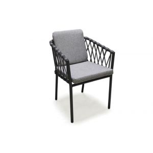 Fauteuil de jardin PILAT en aluminium et corde - GRIS ANTHRACITE