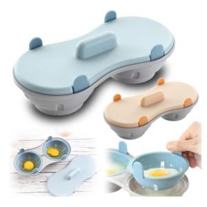 2 pi&egrave;ce Cuiseur &agrave; Oeufs Double Tasse Cuiseur &agrave; Oeufs Micro-ondes Cuiseur &agrave; &oelig;ufs pour Micro-ondes parfaits et nutritifs (bleu)
