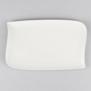 Assiette Plate Rectangulaire - Vague - 33cm - Blanc - Lot de 6 - Porcelaine