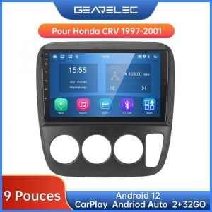 Autoradio Gearelec 9 Pouces Android pour Honda CRV 1997-2001 avec Carplay Andriod Auto GPS BT RDS WiFi