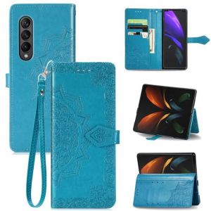 &Eacute;tui Samsung Galaxy Z Fold 4 5G Grand Fleurs de Datura PU Cuir Portefeuille &Eacute;tui &agrave; rabat Samsung Galaxy Z Fold4 5GHousse - Bleu
