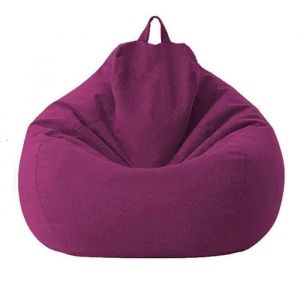 AMOUNE Housse de Pouf Poire en Coton et Lin(80x90cm) - Sans Remplissage - Violet
