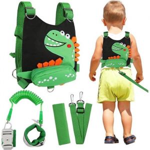 Laisse pour Enfants 4 en 1 Ceinture Anti-perte pour Bébé Laisse de Sécurité Réglable Poignet pour Harnais pour Enfants(Noir)