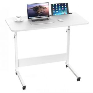 MIPAN.Burea -Rehausse Bureau.Table de lit avec Roulette R&eacute;glable en Hauteur.Avec Fente pour Carte Table dordinateur Mobile.Blanc