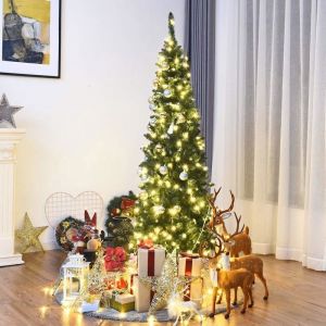 GOPLUS Sapin de Noël 195CM Lumineux-708 Branches Touffues+250 LED-Aiguilles en PVC-Ouverture Parapluie & Automatique