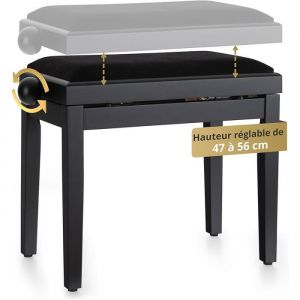 Banc de Piano Noir Mat - Hauteur r&eacute;glable de 47 &agrave; 56cm - Tabouret avec m&eacute;canisme &agrave; vis - Banquette Surface Unique# Multico TABOURET