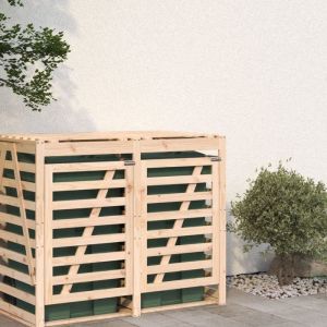 RemiseArmoire Cache poubelles E x tension dabri pour poubelle sur roulettes bois massif pin JILIMAISON2025 37847903