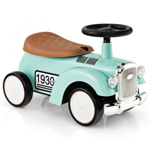DREAMADE Voiture Porteur Enfant Volant avec Son Rangement sous Siège 4 Roues en EVA Style Rétro pour 18 à 36 Mois Vert