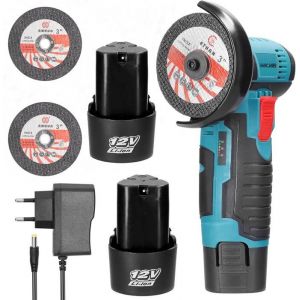 Meuleuse dAngle Sans Fil 76mm 19500R/Min avec 2 Batteries 2 Disqueuse pour Couper Polir et Poncer