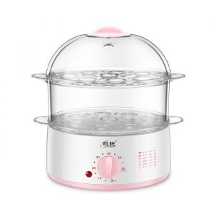 DAM Cuiseur vapeur &eacute;lectrique &agrave; double niveau transparent multi-usages sans BPA technologie enveloppante 360. 22x185x273Cm. Rose