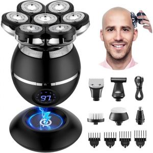 Rasoir Tete Chauve Homme 7D Rasoir &Eacute;lectrique Homme- 6 En 1 Tondeuse Crane Chauve- Humide/Sec &Eacute;tanche Ipx7 Pour Hommes