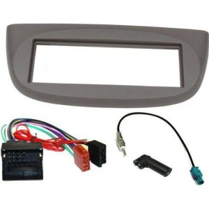 Kit Adaptateur Autoradio 1DIN - Renault - Twingo 07-13 - Facade Gris - Câble - Adaptateurs Antenne