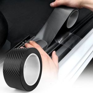 Film Carbone Autocollant 5cm10m Carbone Adh&eacute;sif pour Voiture Fibre de Carbone Autocollant Seuil de Porte de Voiture Carbone