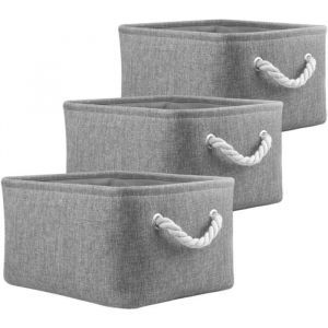 Bo&icirc;tes de Rangement Pliables Paniers de Rangement en Tissu Livres DVD Jouets &Eacute;cole Maison Placard Bureau Pack de 3 Gris Small